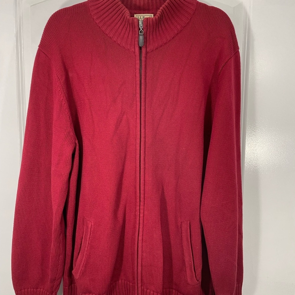 LL Bean Cotton Cardigan Full Zip up Mens Size XL CB-114